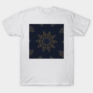 Golden pattern on blue background filling the frame. T-Shirt